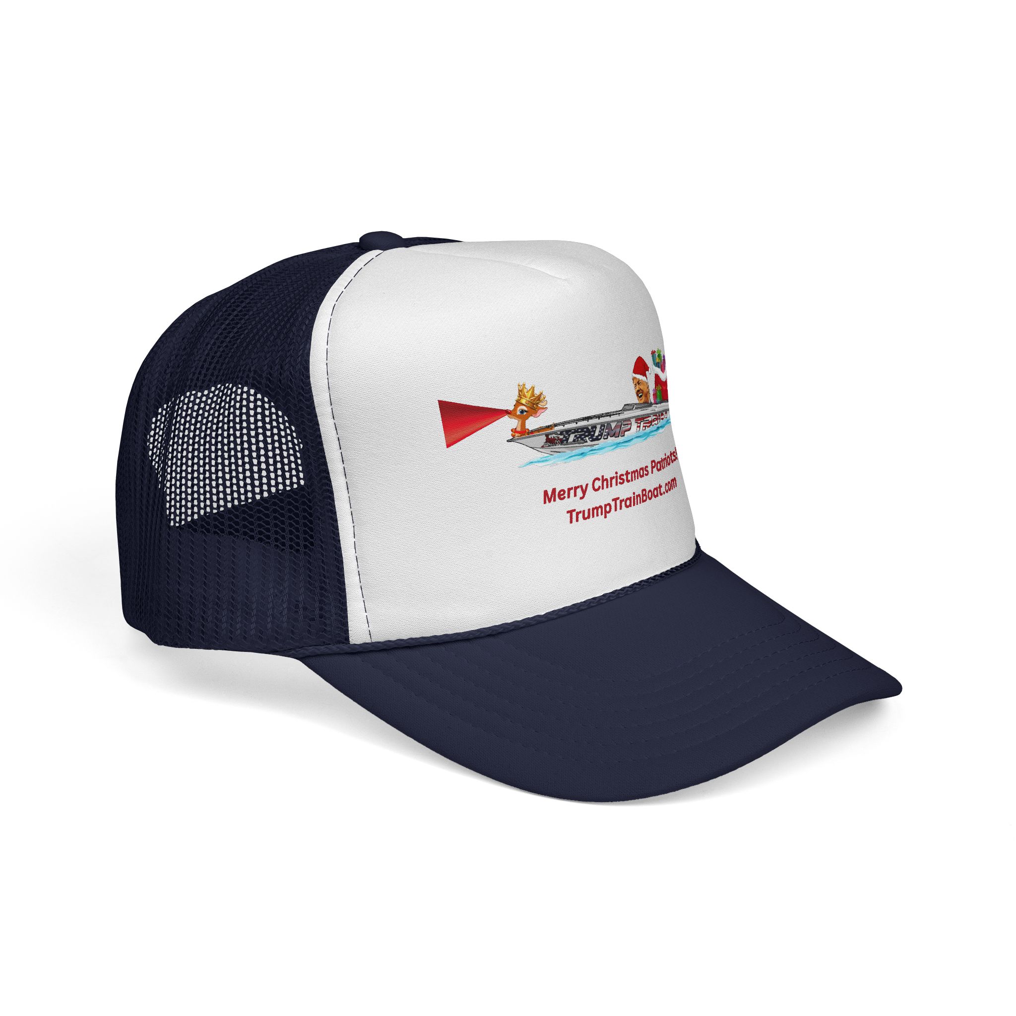 Merry Christmas Patriots & Rudolph Mesh Truckers Hat - Image 18
