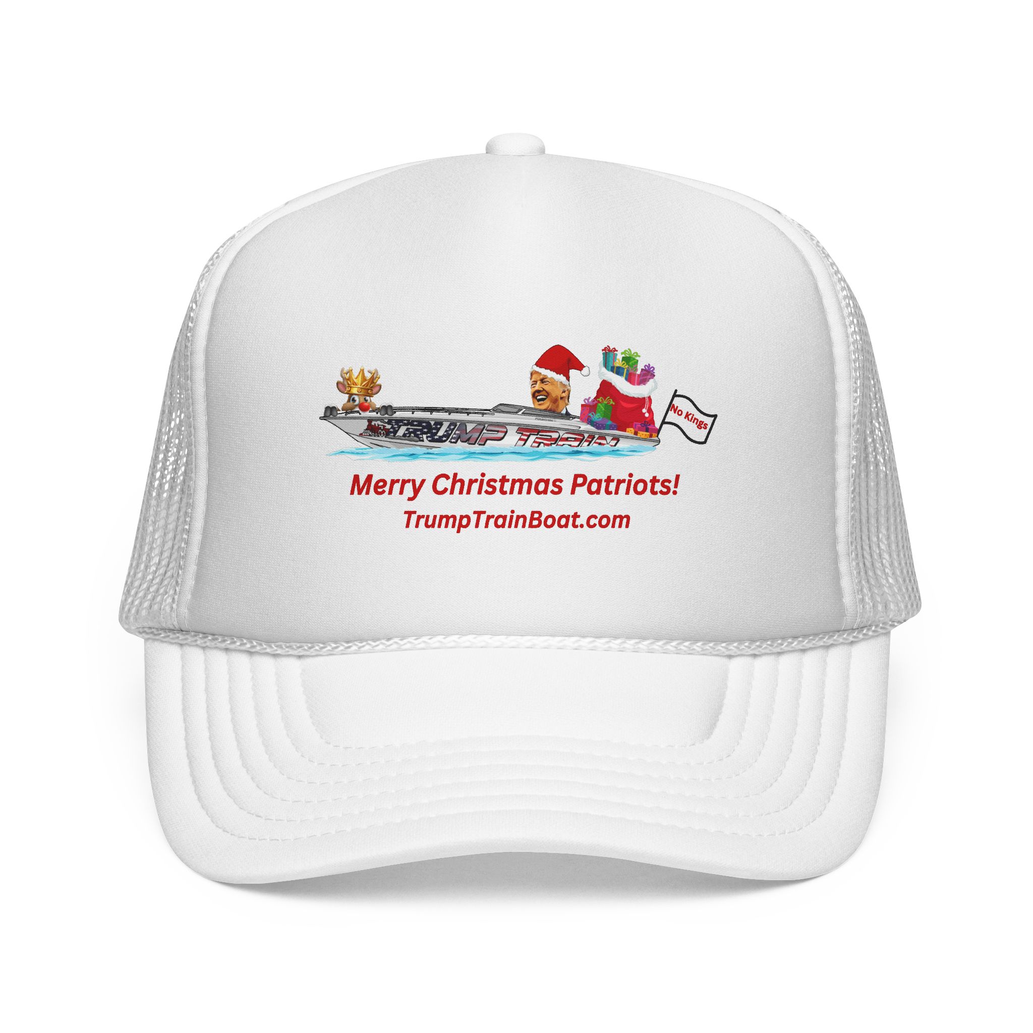 Merry Christmas Patriots Mesh Trucker Hat - Image 46