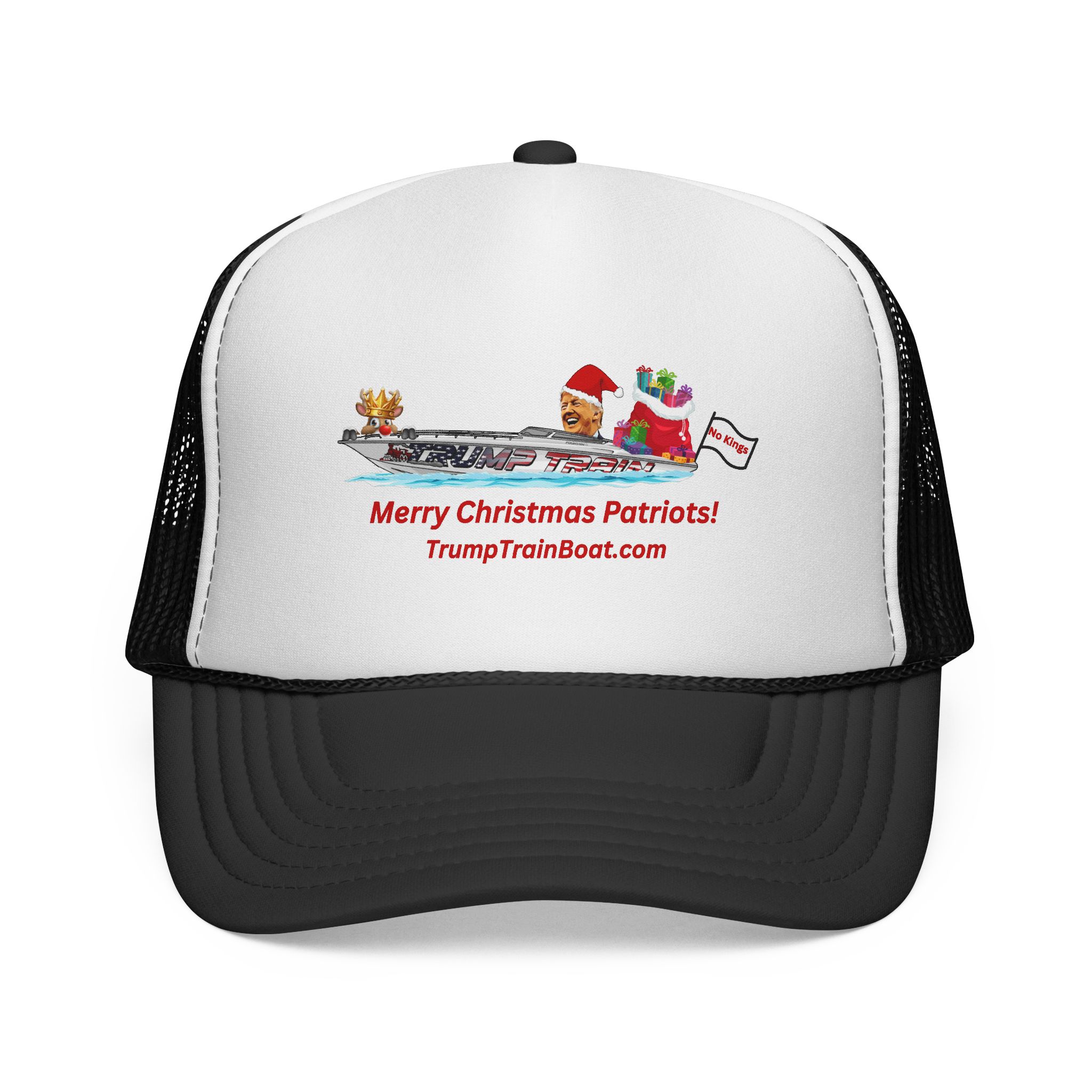 Merry Christmas Patriots Mesh Trucker Hat - Image 31
