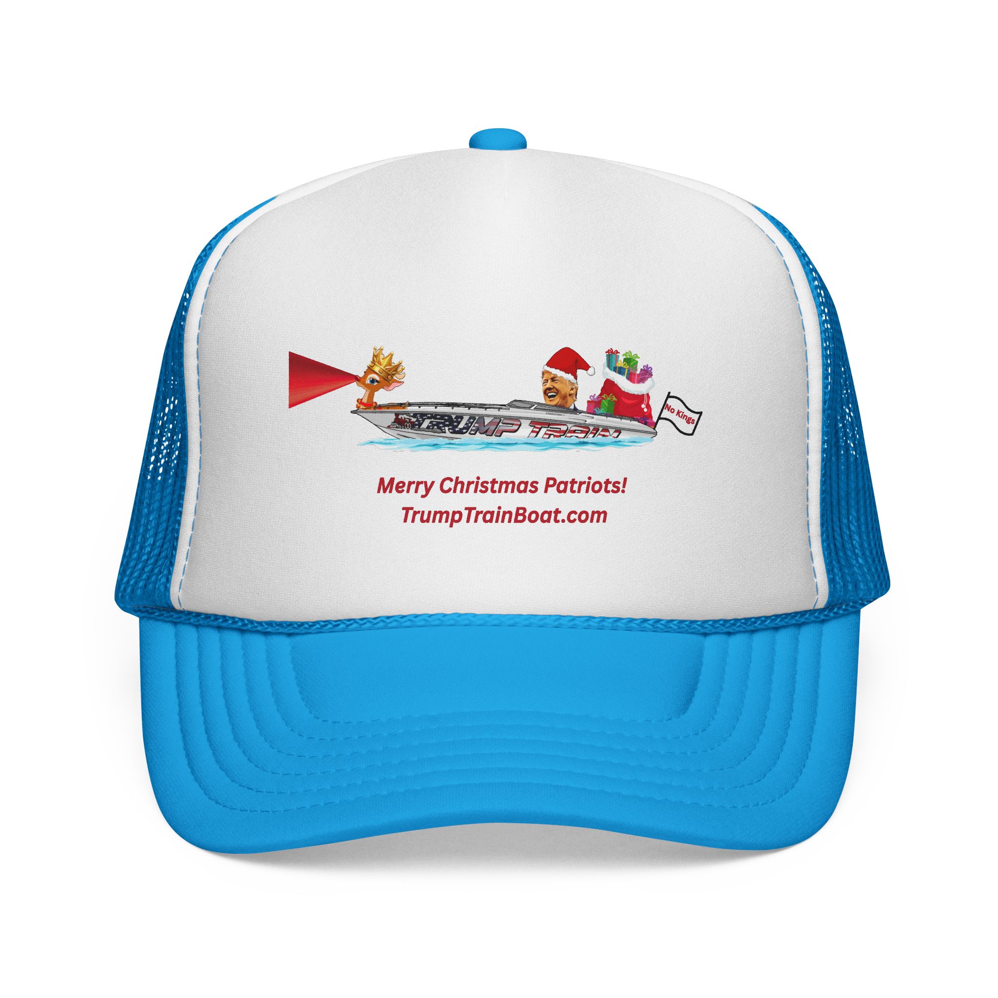 Merry Christmas Patriots & Rudolph Mesh Truckers Hat - Image 9