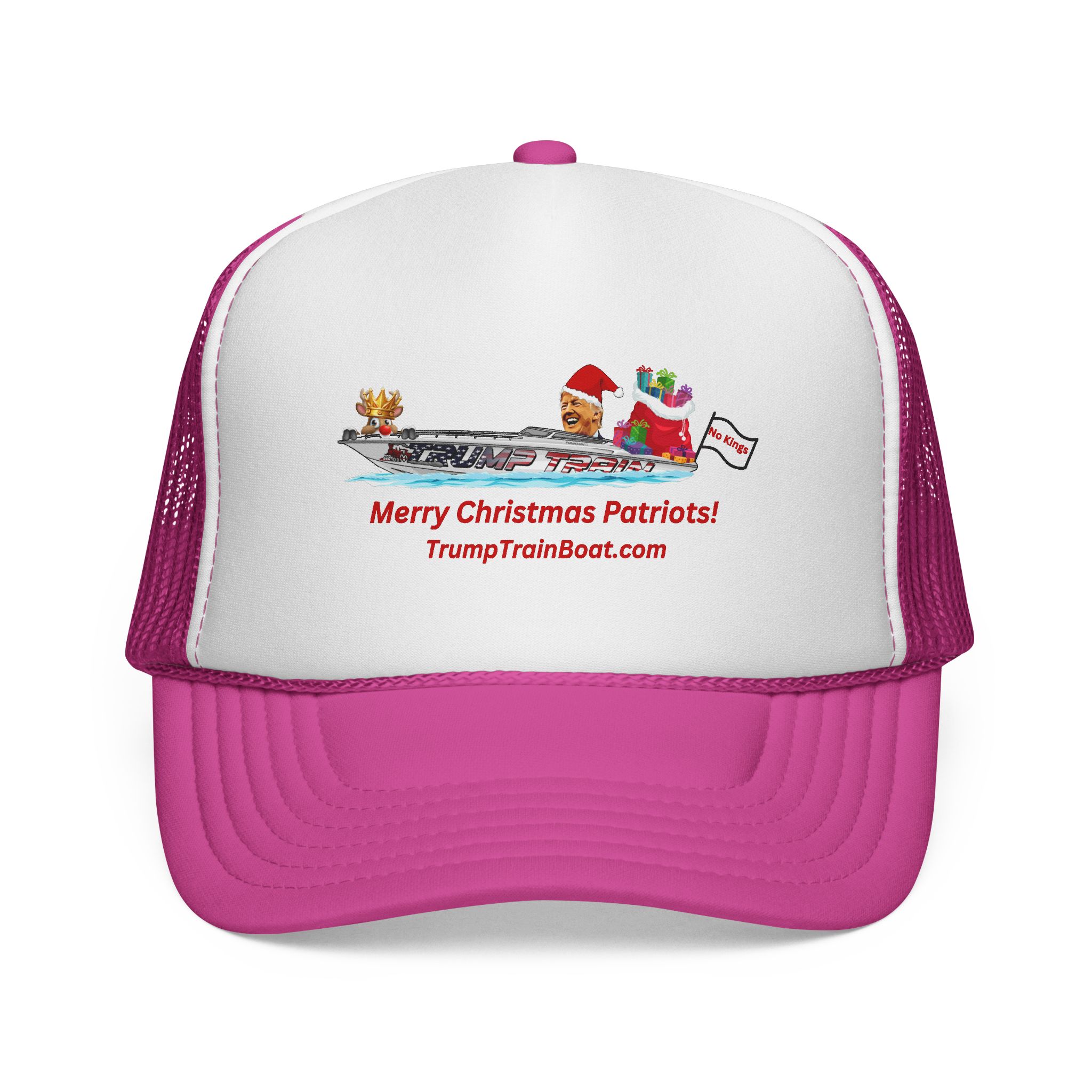 Merry Christmas Patriots Mesh Trucker Hat - Image 37