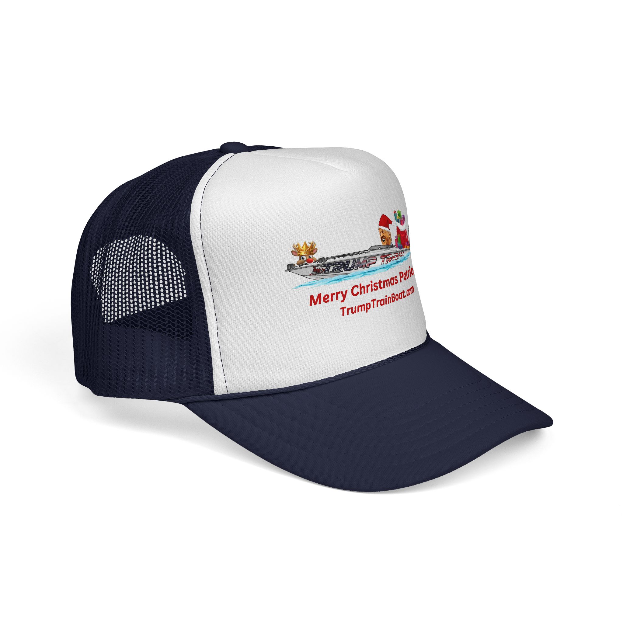 Merry Christmas Patriots Mesh Trucker Hat - Image 27