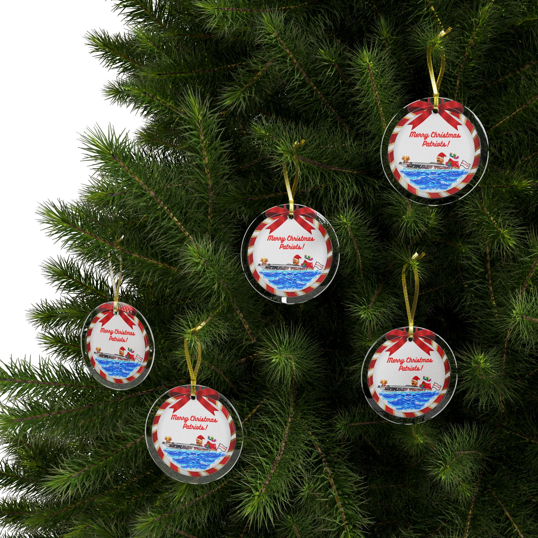 Merry Christmas Patriots Glass Ornament - Image 8