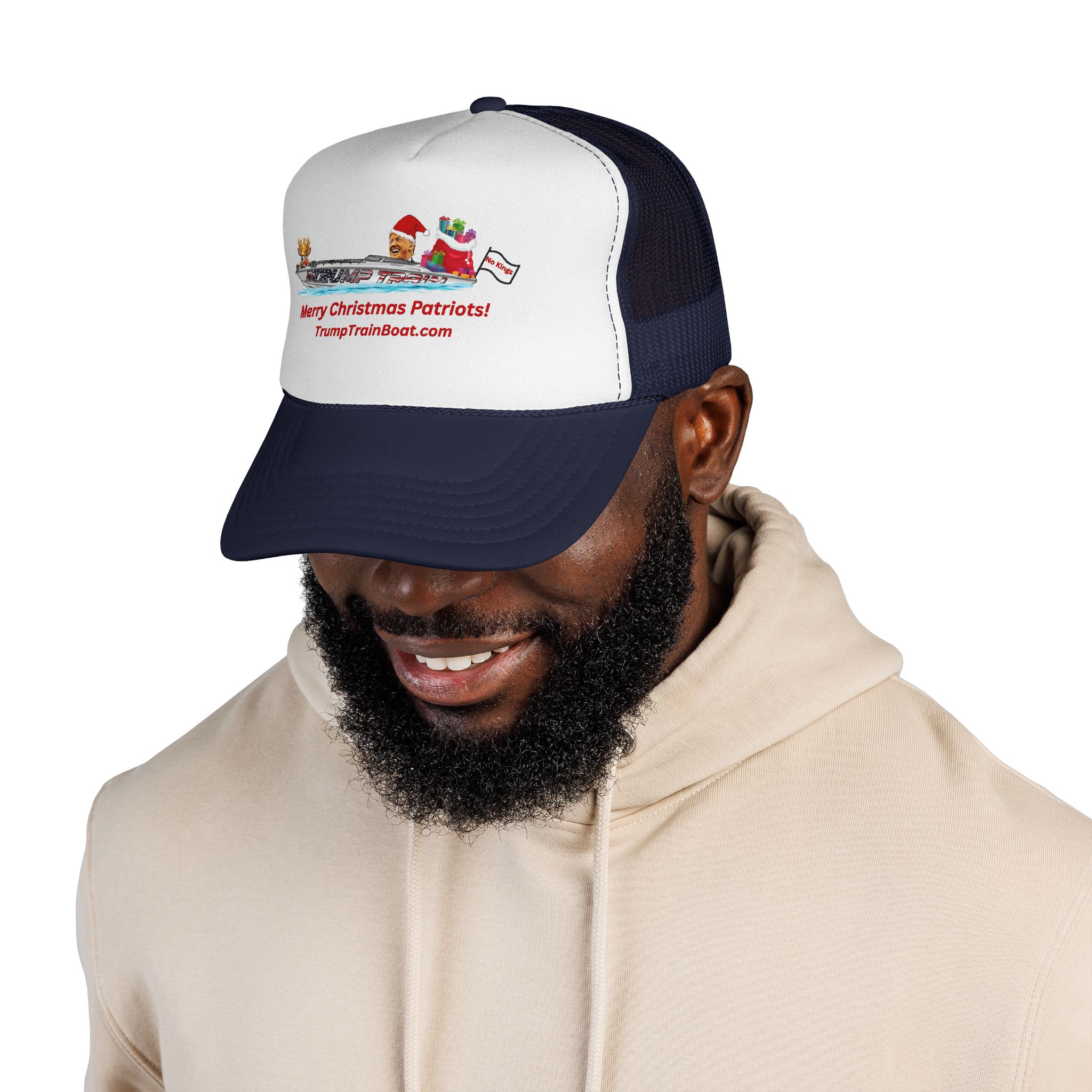 Merry Christmas Patriots Mesh Trucker Hat - Image 30