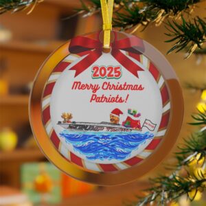 Copy of Merry Christmas Patriots Glass Ornament