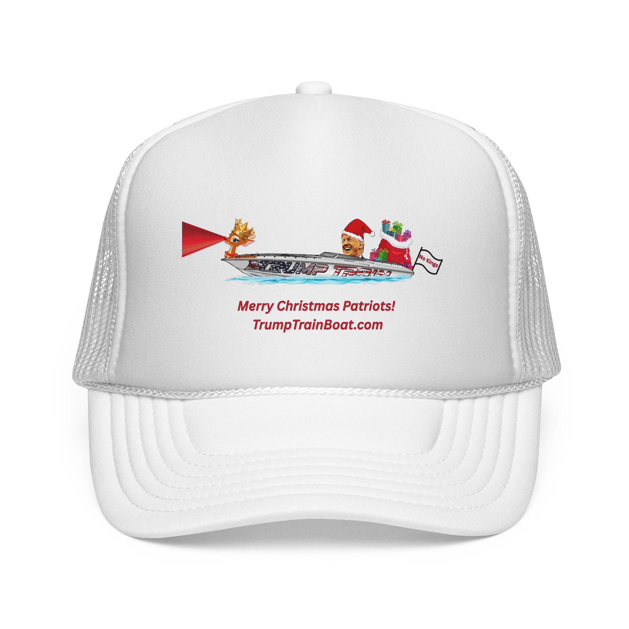 Merry Christmas Patriots & Rudolph Mesh Truckers Hat - Image 37
