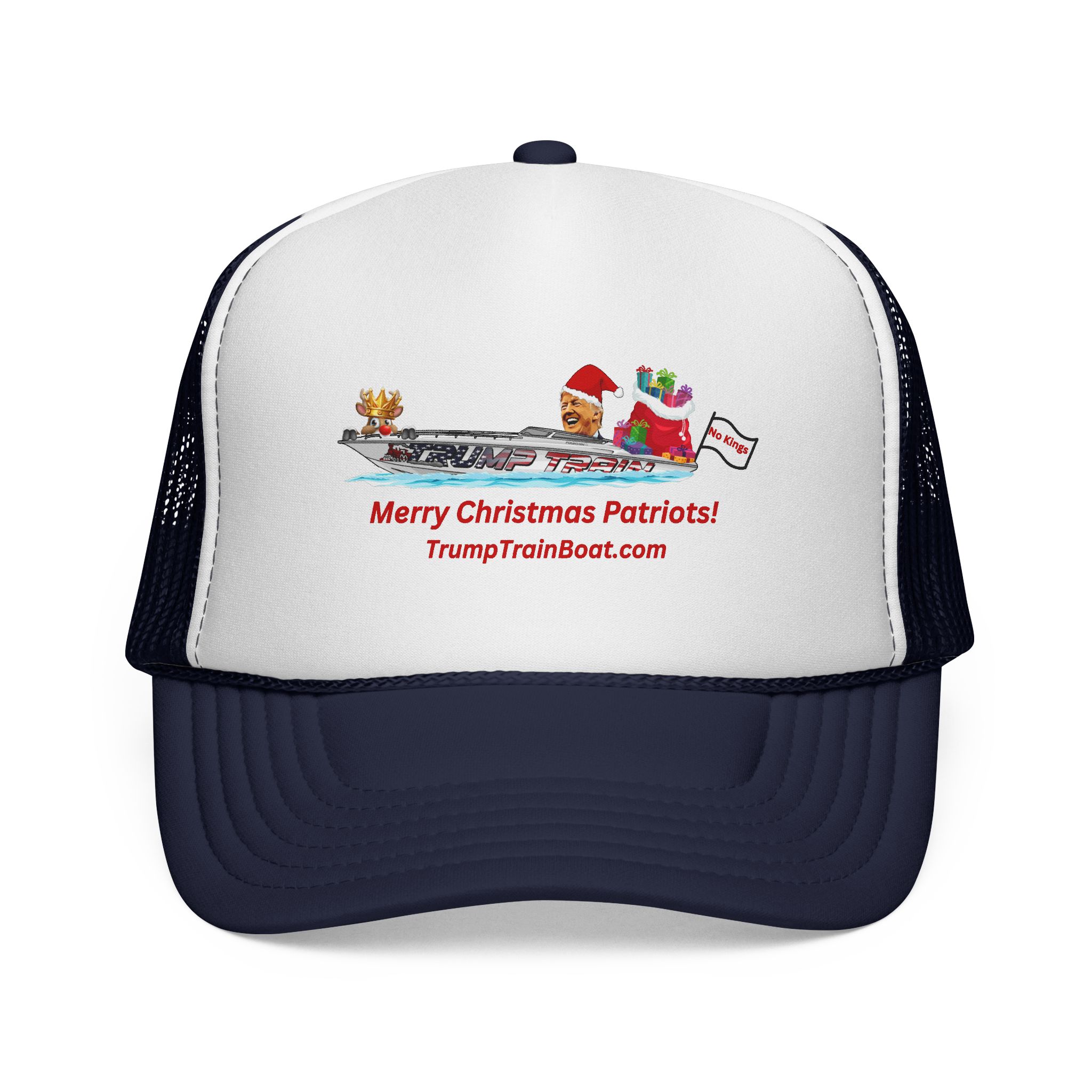 Merry Christmas Patriots Mesh Trucker Hat - Image 26