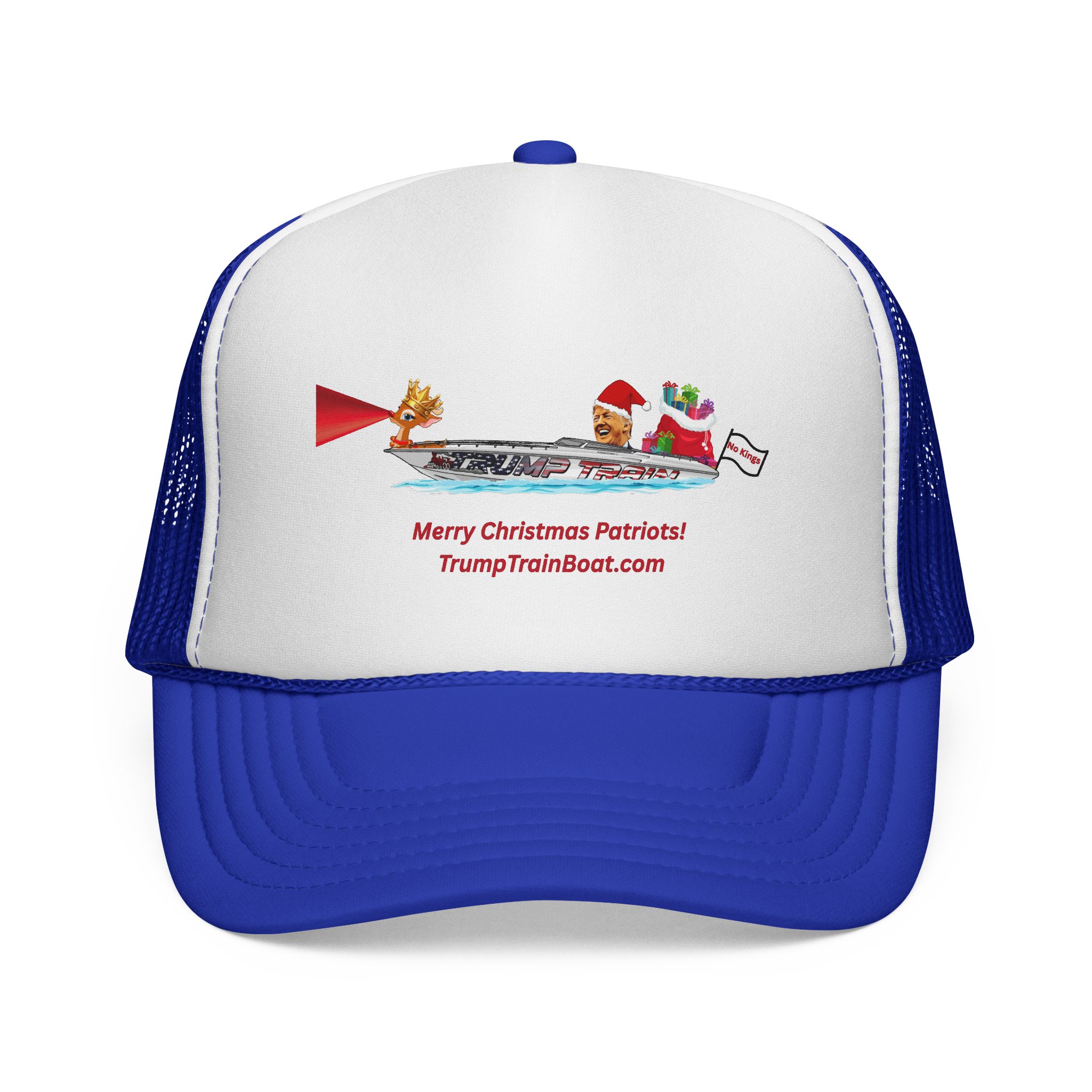 Merry Christmas Patriots & Rudolph Mesh Truckers Hat - Image 13