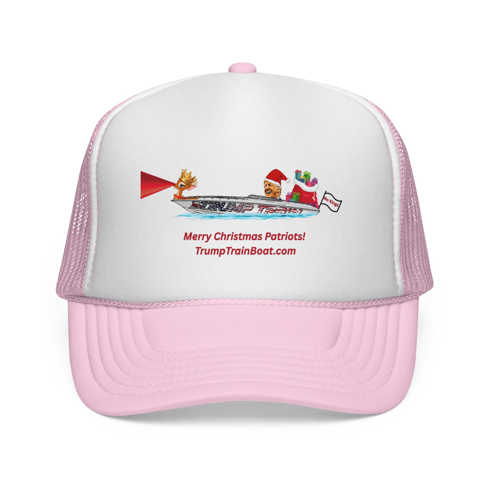 Merry Christmas Patriots & Rudolph Mesh Truckers Hat - Image 29
