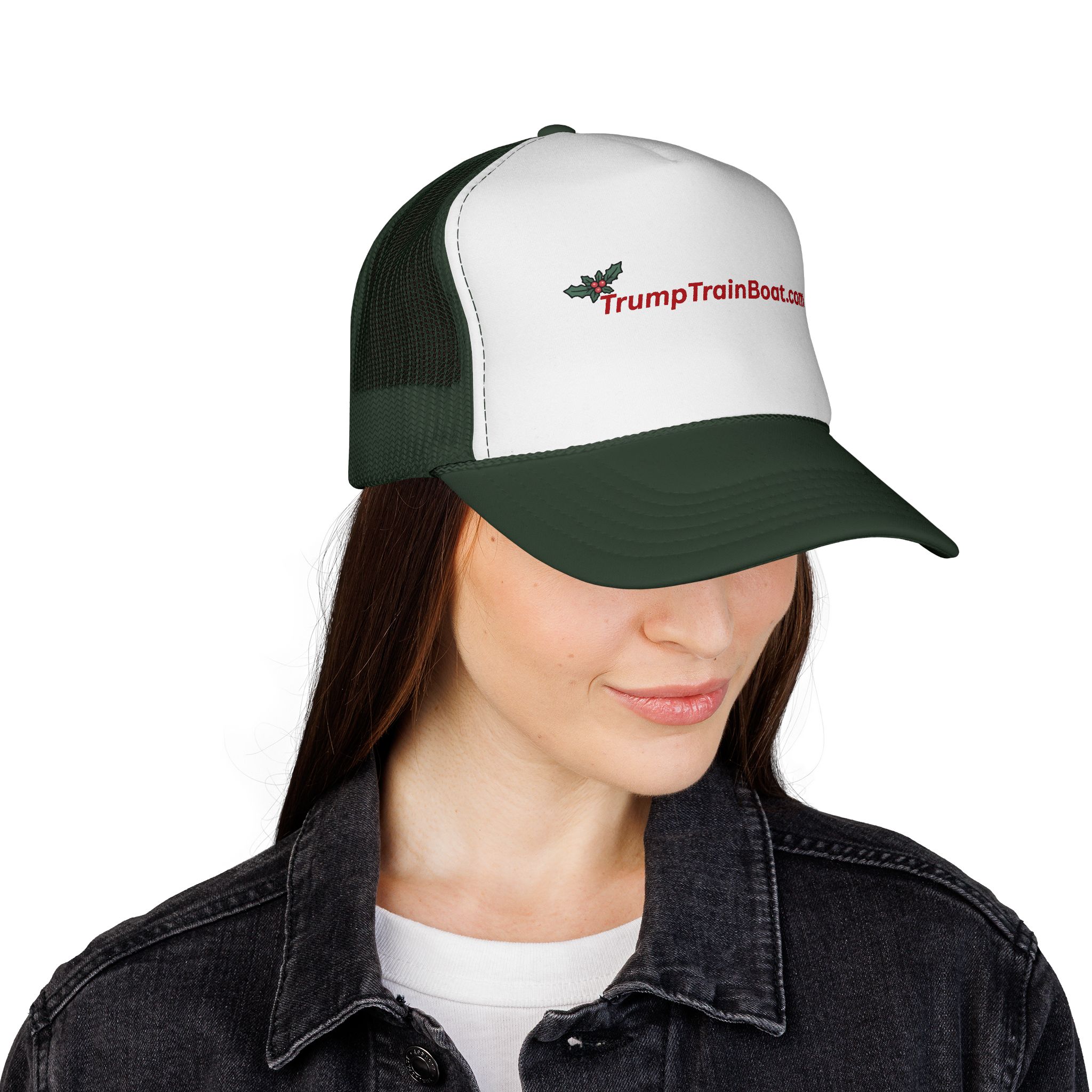 Christmas Holly Branch Mesh Trucker Hat - Image 15