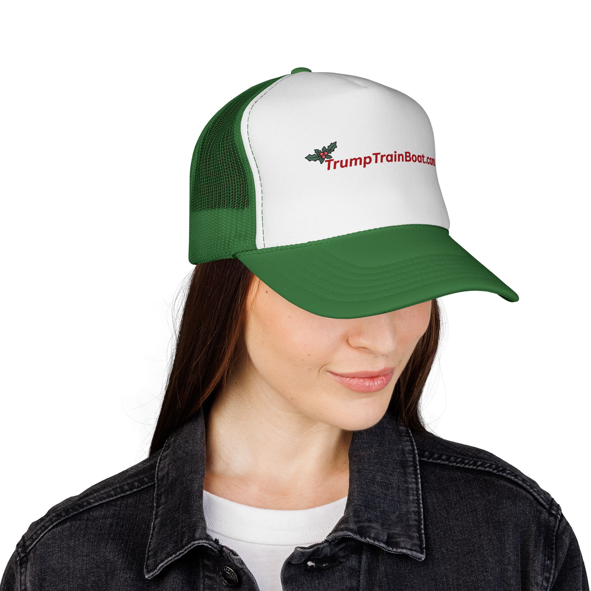 Christmas Holly Branch Mesh Trucker Hat - Image 6