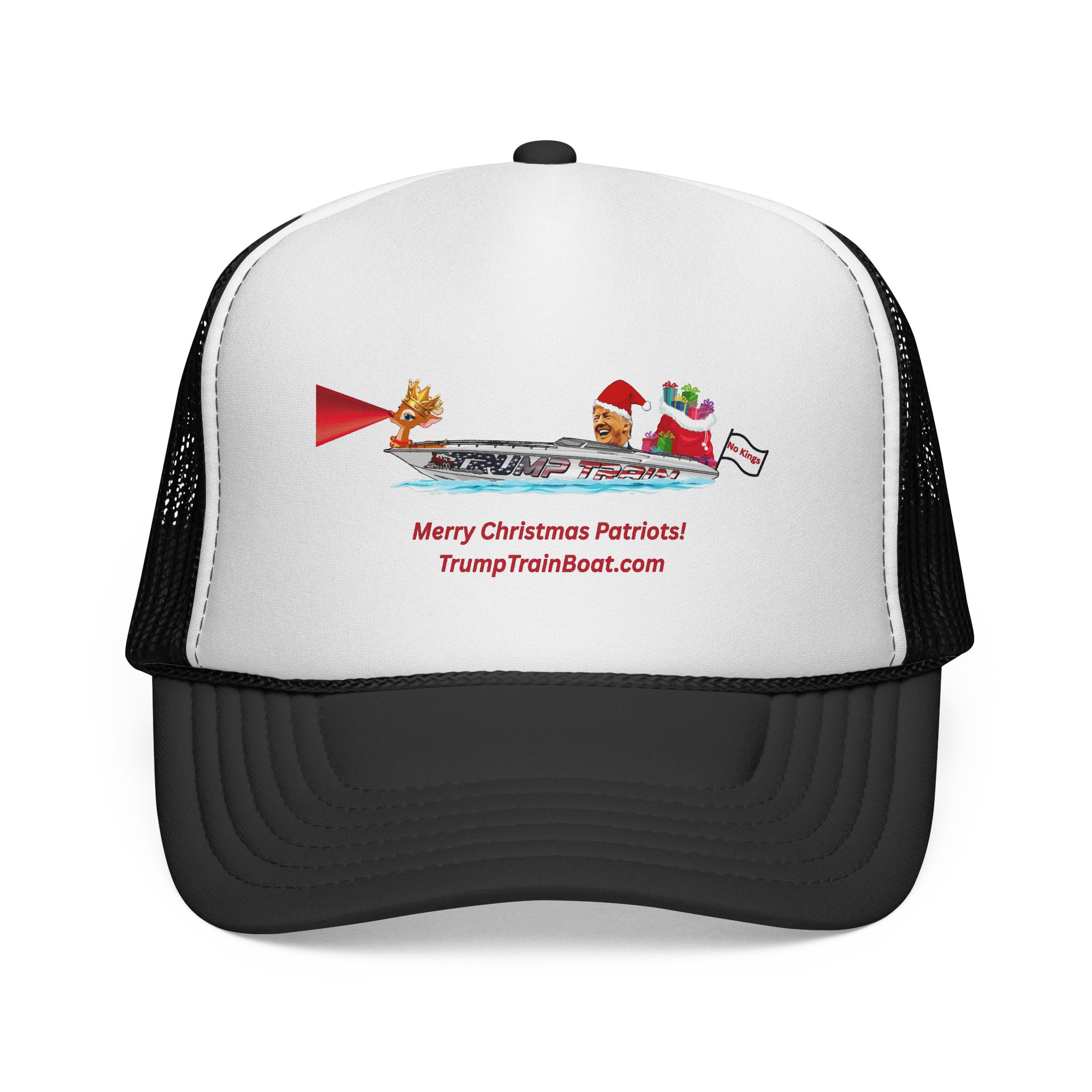 Merry Christmas Patriots & Rudolph Mesh Truckers Hat - Image 21
