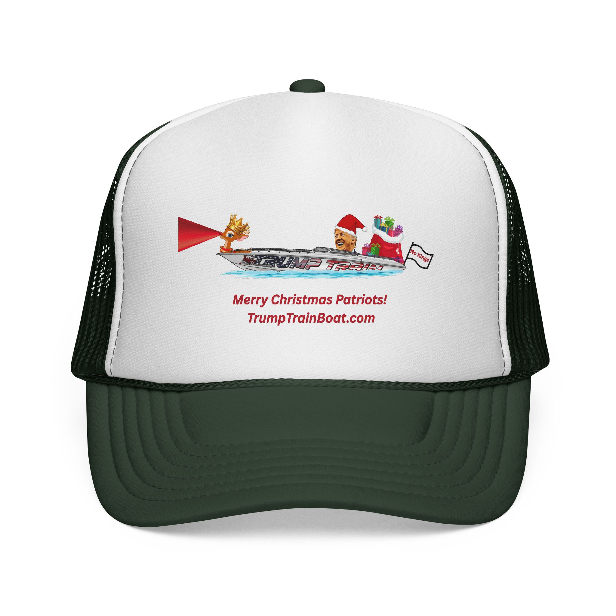 Merry Christmas Patriots & Rudolph Mesh Truckers Hat - Image 5