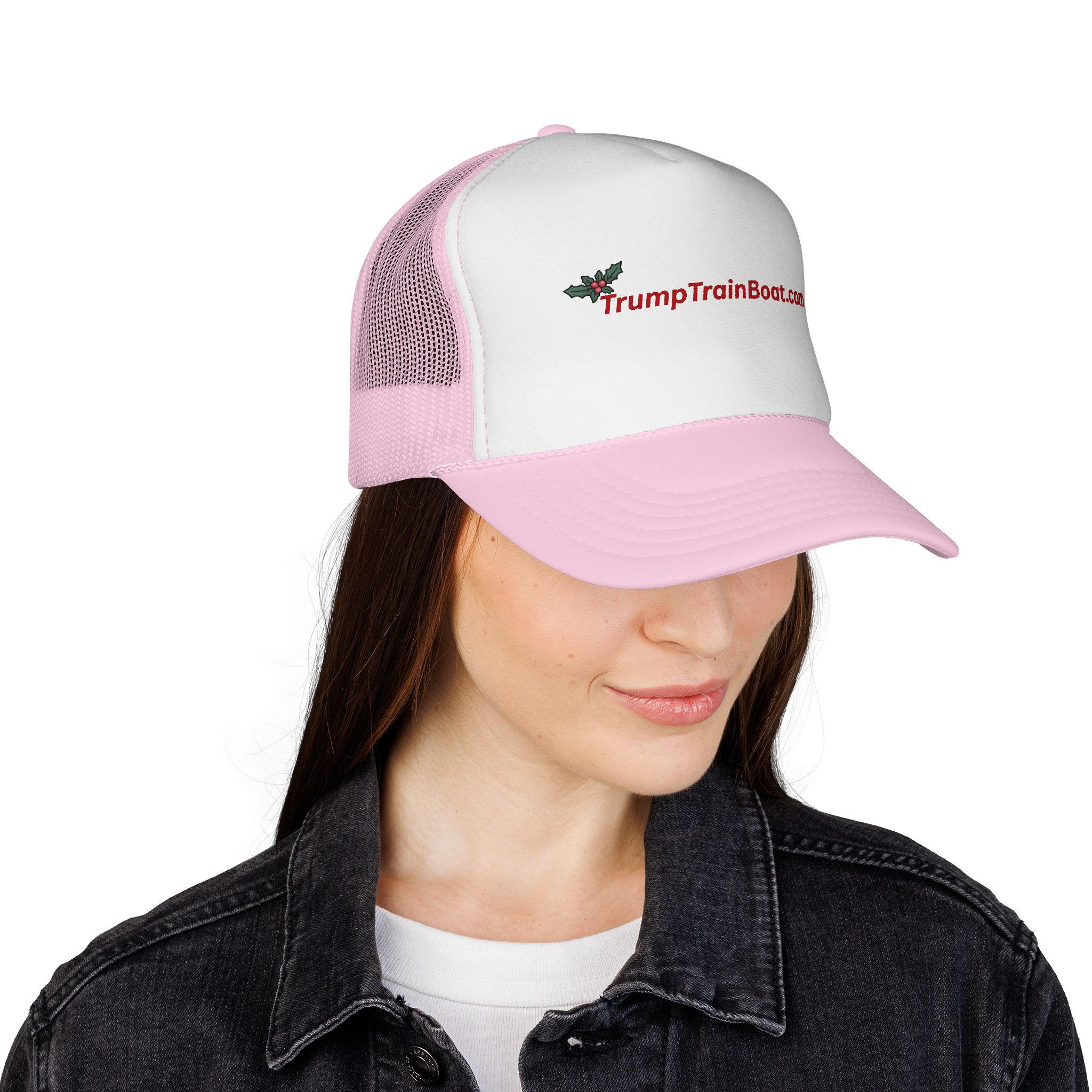 Christmas Holly Branch Mesh Trucker Hat - Image 36