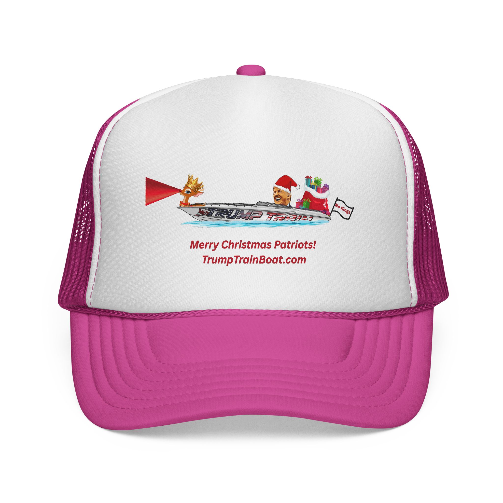 Merry Christmas Patriots & Rudolph Mesh Truckers Hat - Image 25